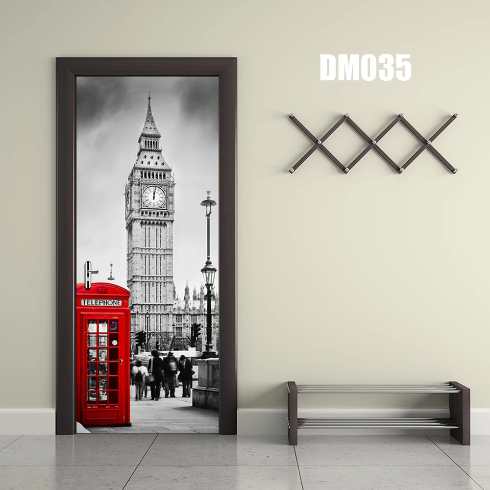 door stickers DM035 2 шт./компл. 3D двери Стикеры s DIY Гостиная двери Греция Santorinl декоративные Плакаты Стикеры Водонепроницаемый Обои для рабочего стола для Спальня - Цвет: door stickers DM035