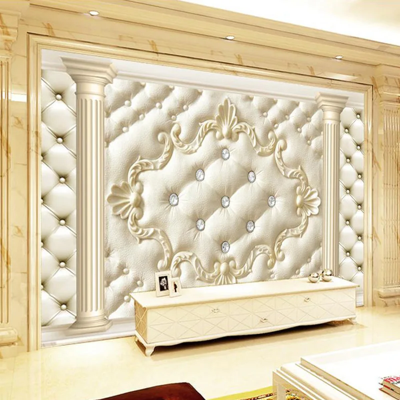

European Style Roman Column Soft Roll Diamond Mural Wallpaper Living Room Luxury Wall Covering Waterproof Home Decor Wall Cloth