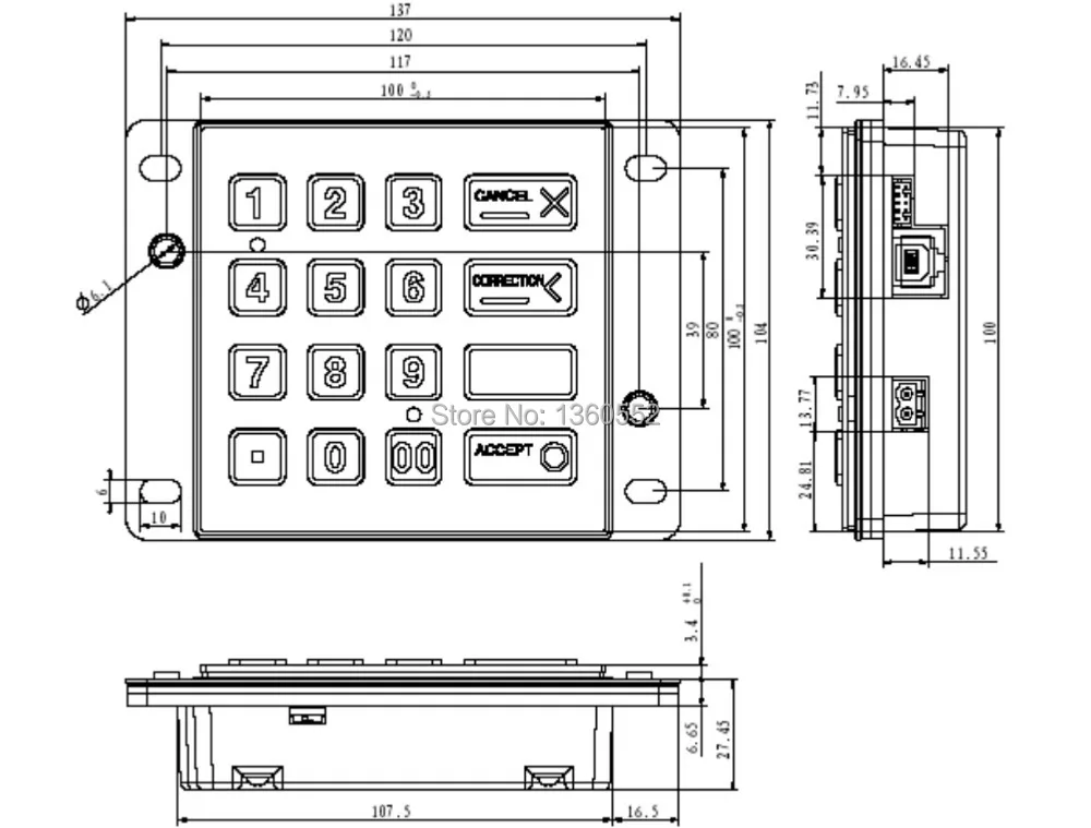 PCI EPP Φ Kiosk pin pad 3 0 сертифицированная металлическая клавиатура с металлической