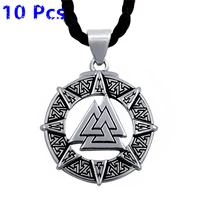 wholesale 10 pcs mens pewter pendant necklace valknut odin s symbol of norse viking warriors amulet jewelry wlp301
