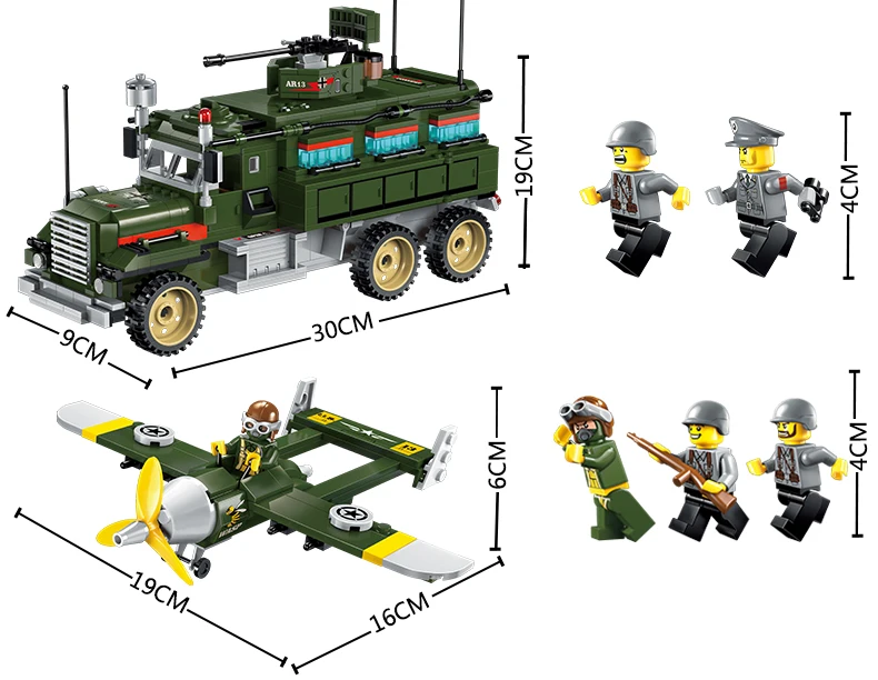 687pcs Enlighten Building Block Military Battle Land Force Mobile Combat Vehicle Aircraft 5 Figures Educational Bricks Toy Boy | Игрушки и