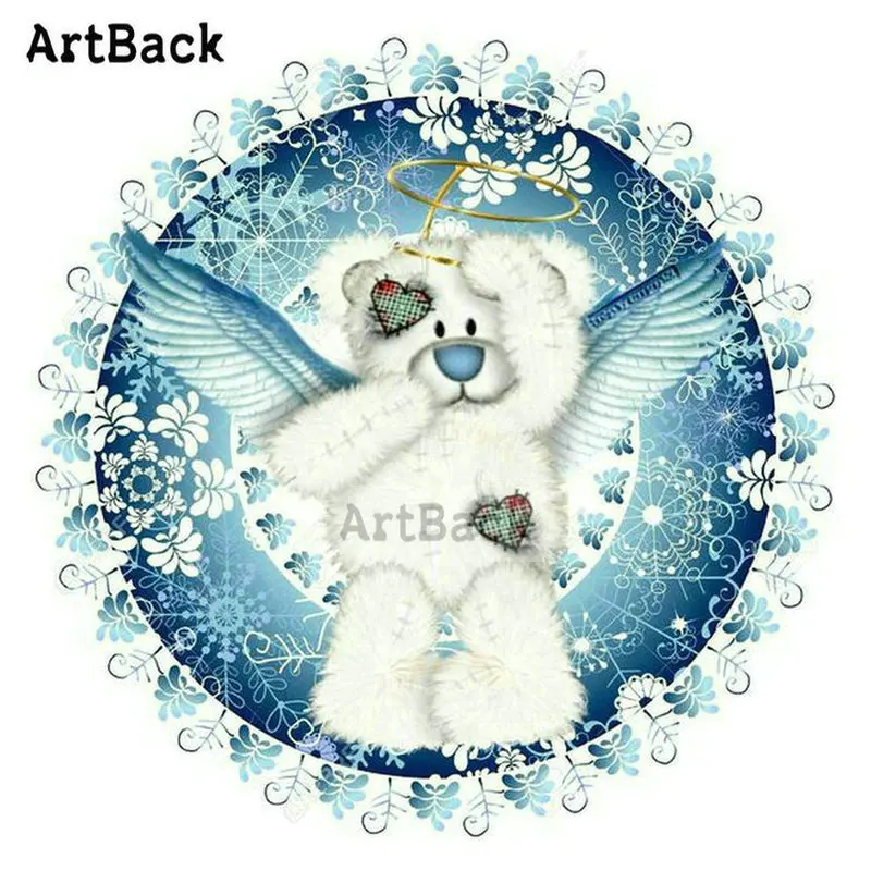 ARTBACK, 5d diy Алмазная картина медведь, полный квадрат, Круглый, мультфильм Алмазная мозаика, алмазная вышивка для детей, рождественские подарки - Цвет: ARF-524