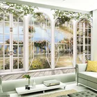 Пользовательские 3D стерео окна вид сад бассейн фотообои гостиная постельное белье пейзаж настенное украшение Рельефная Бумага обои