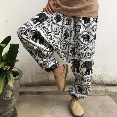 style 11 Льняные брюки с цветочным принтом и большим шаговым швом; повседневные шаровары с заниженным шаговым швом; штаны с эластичной резинкой на талии в индийском Непале; мешковатые шаровары - Цвет: style 11