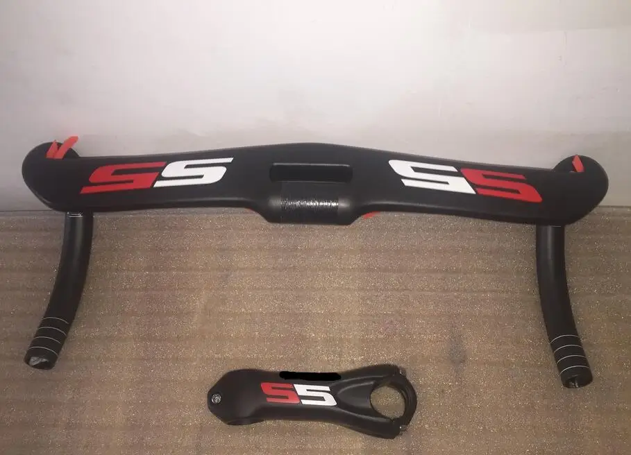 S5 handlebar Stem Полный углеродного волокна дорожный руль велосипеда карбоновый шоссейный руль UD матовый встроенный вынос руля Сверхлегкий - Цвет: S5 handlebar Stem