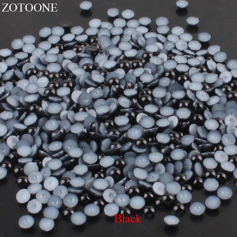 ZOTOONE 1000 шт 2 5 мм из пластика ABS имитация полукруглый черный жемчуг для ногтей