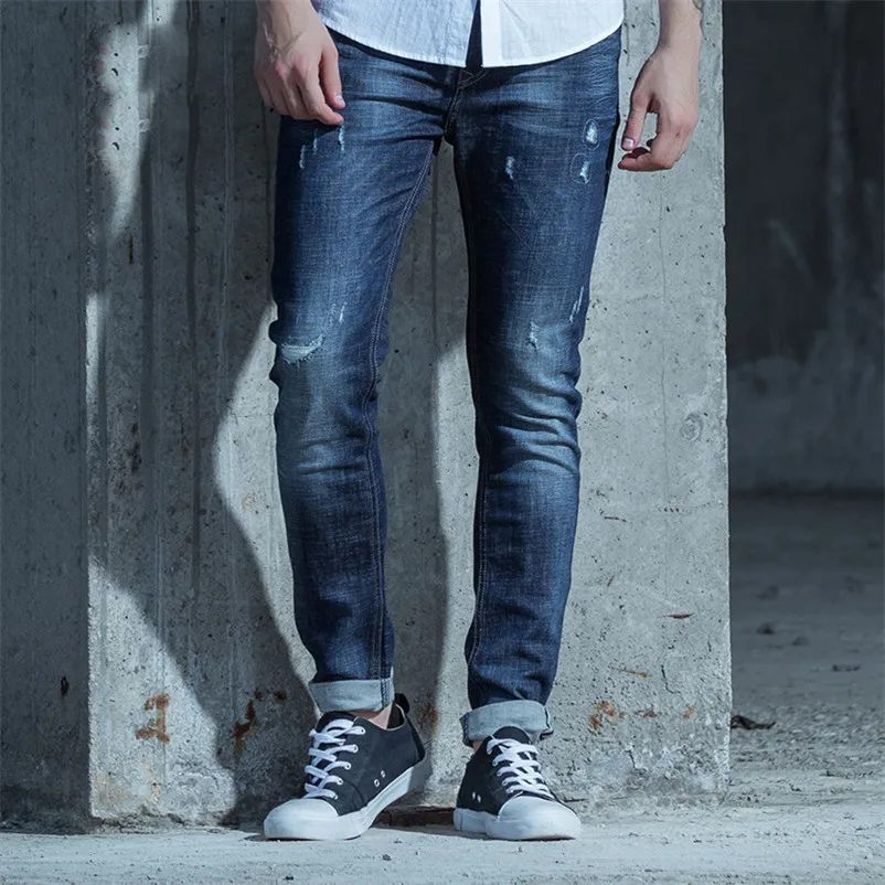 Floersa бренд Для мужчин Джинсы для женщин Повседневное прямые Slim Fit синие джинсы
