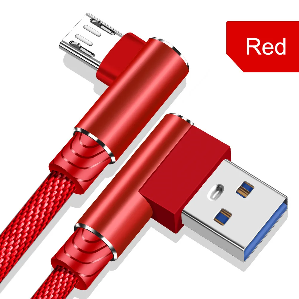red OLAF/1/2/3 m L образный разъем Micro Зарядка через usb кабель нейлоновый Кабель Micro-usb в оплетке провод для быстрой зарядки Зарядное устройство провода линии - Цвет: red