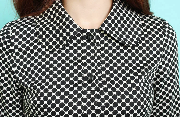 Женское винтажное плиссированное платье в горошек с воротником Питер Пэн|dress plus