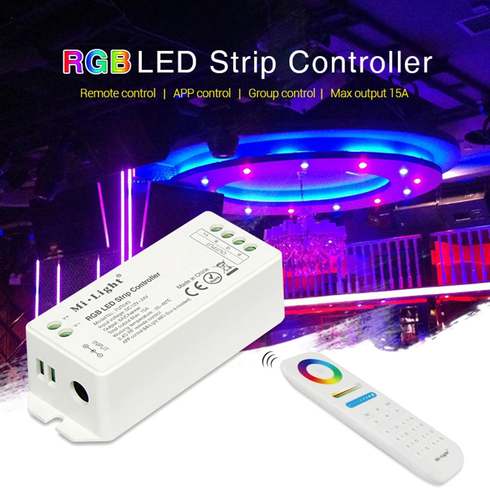 Milight FUT043 цветных(RGB) светодиодных лент контроллер 2,4 ГГц Беспроводной RF FUT089/FUT088/FUT092/B8/B4/B0 WI-FI iBox1/iBox2 DC12V/24 V