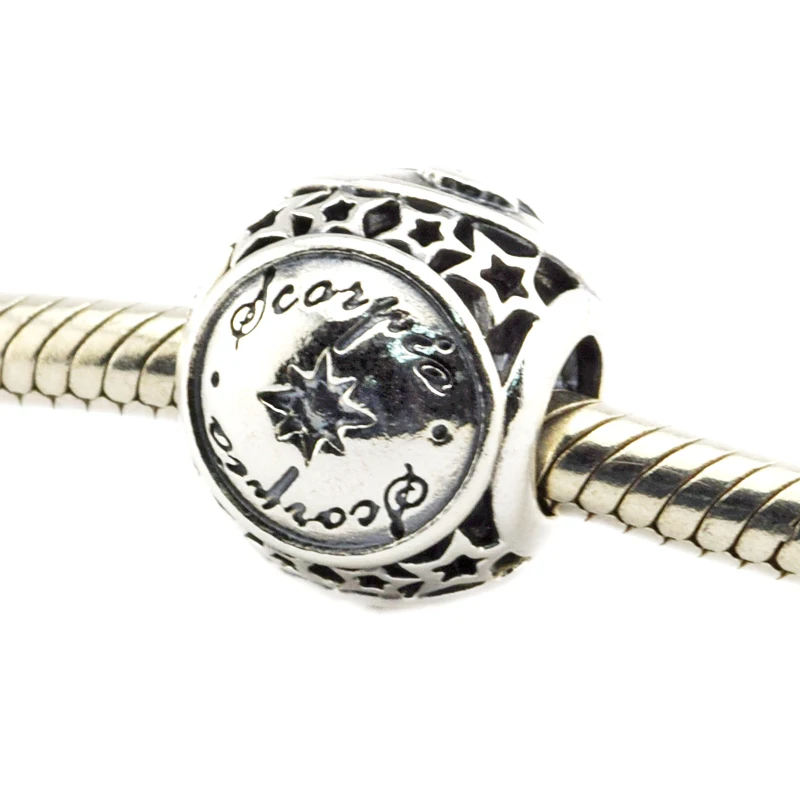 Подходит для Pandora Браслеты малышей с принтом Скорпион знак зодиака кулон