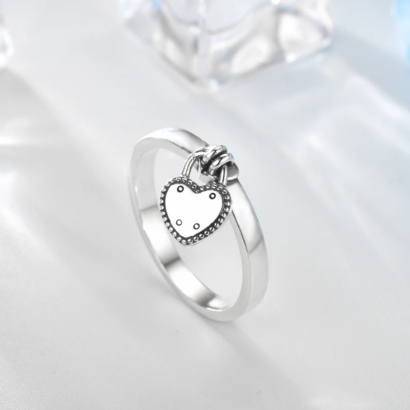 Suplush Hot Sale Genuine 925 Sterling Silver Ring Love Heart Lock For Women Jewelry Gift PSRI0146-B | Украшения и аксессуары