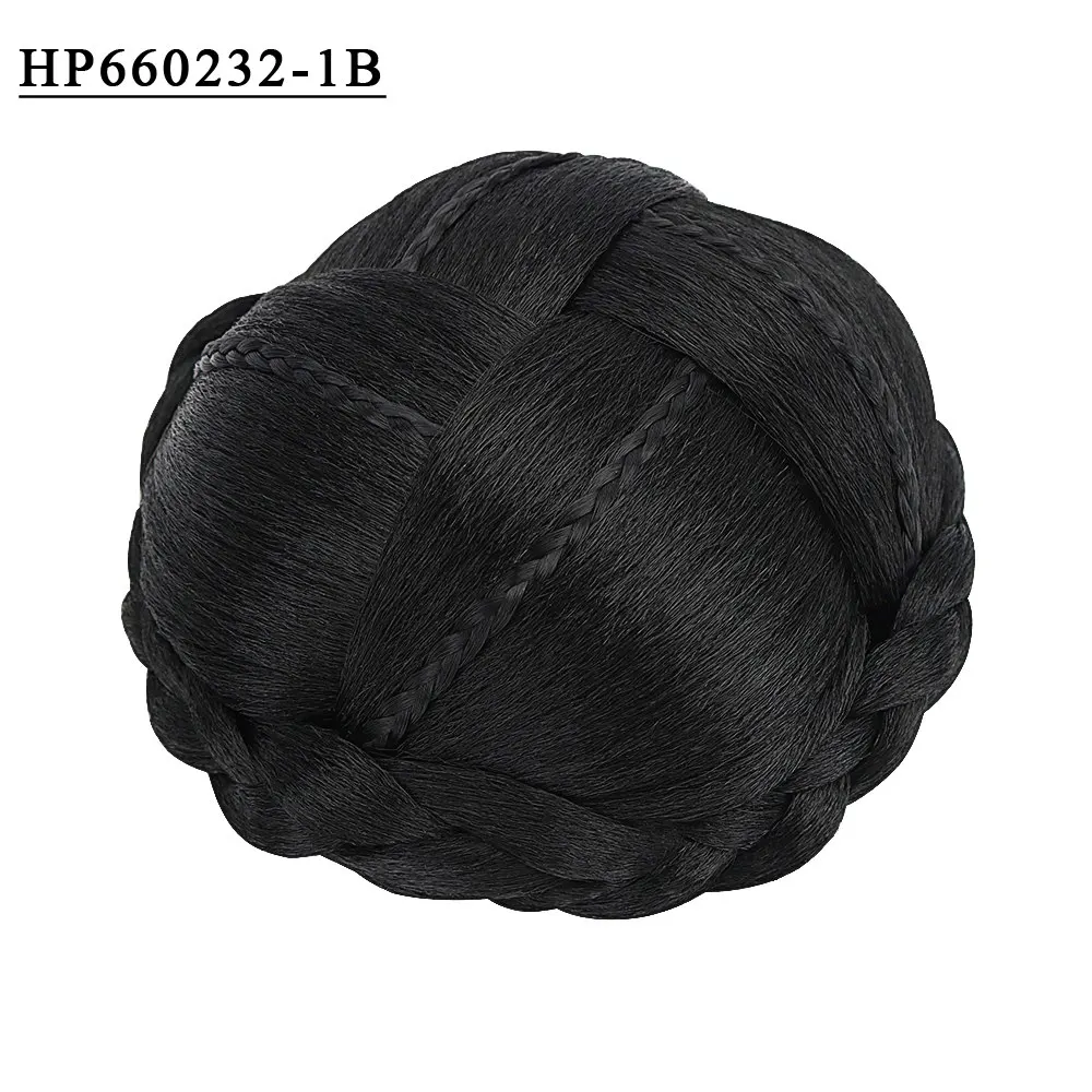 HP660232-1B Бесплатно красота пончик-шиньон коричневый блондин орешник волосы булочка для наращивания синтетический пончик Резиновая лента вьющиеся плетеные шиньоны Клип В - Цвет: HP660232-1B