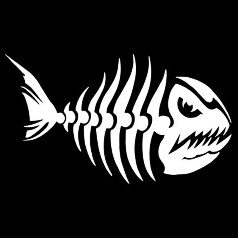 

10.2*17.8CM Fish Skeleton Decals Car Sticker Funny Cartoon Car Body Decoration Stickers Black/Silver C4-0760
