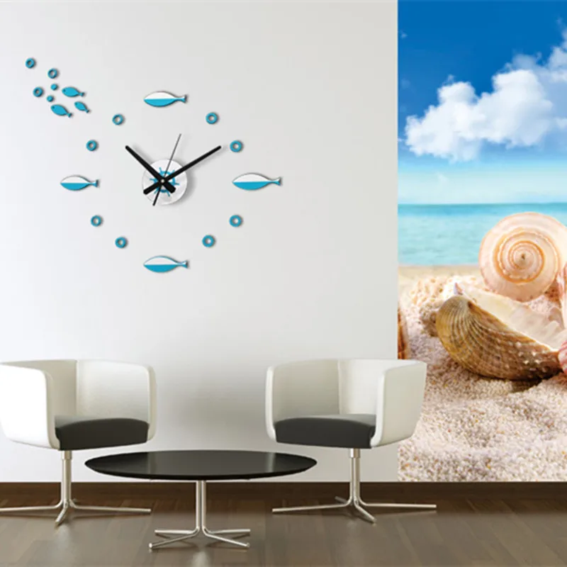 Настенные часы Saat рыбы Self-клейкие Reloj duvar saati Horloge de сравнению клок кухня дома | Дом