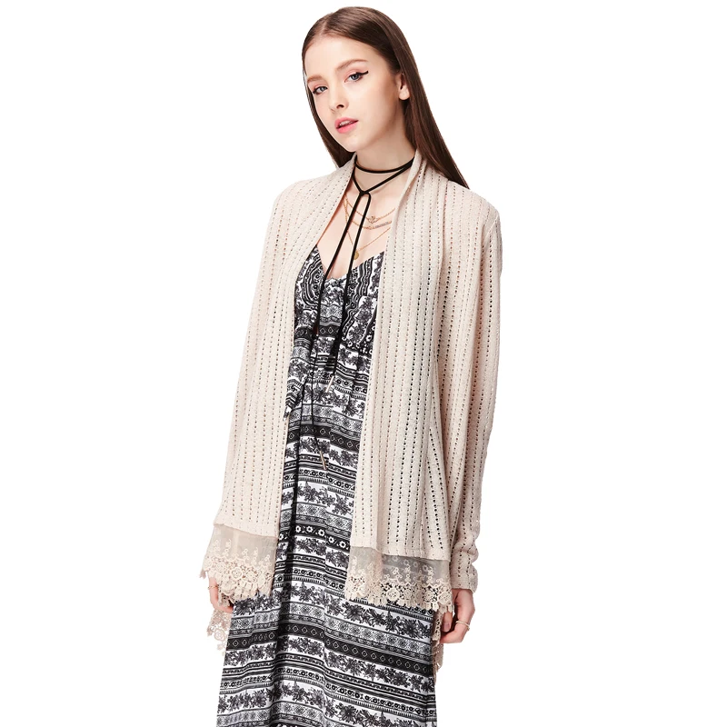 HEART SOUL Casual Loose Long Sleeve Cardigan Elegant Women Plus Size Knitted Lace Hem Sweater Jacket Ladies Outwears CT0095 |
