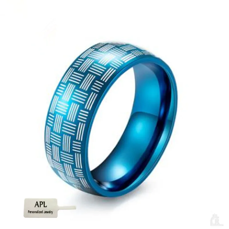 APL-8MM синий/серый мужское крутое кольцо из нержавеющей стали лазерное ювелирное