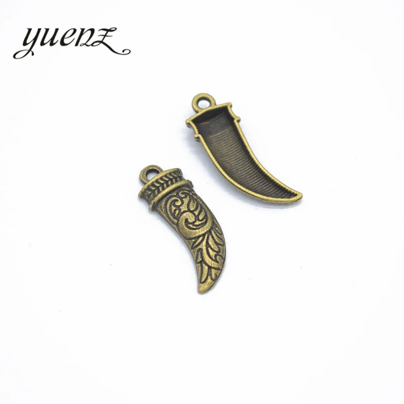 Подвески YuenZ 20 шт рог быка античное серебро цвет для изготовления браслетов