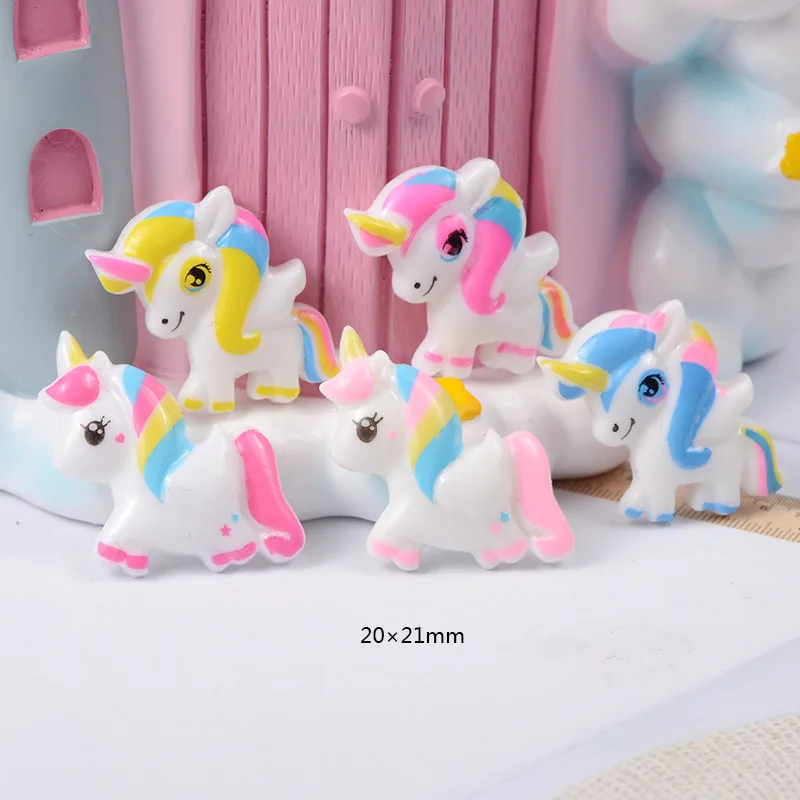 10 шт./лот кавайный единорог с плоским основанием Кабошон из смолы для украшения