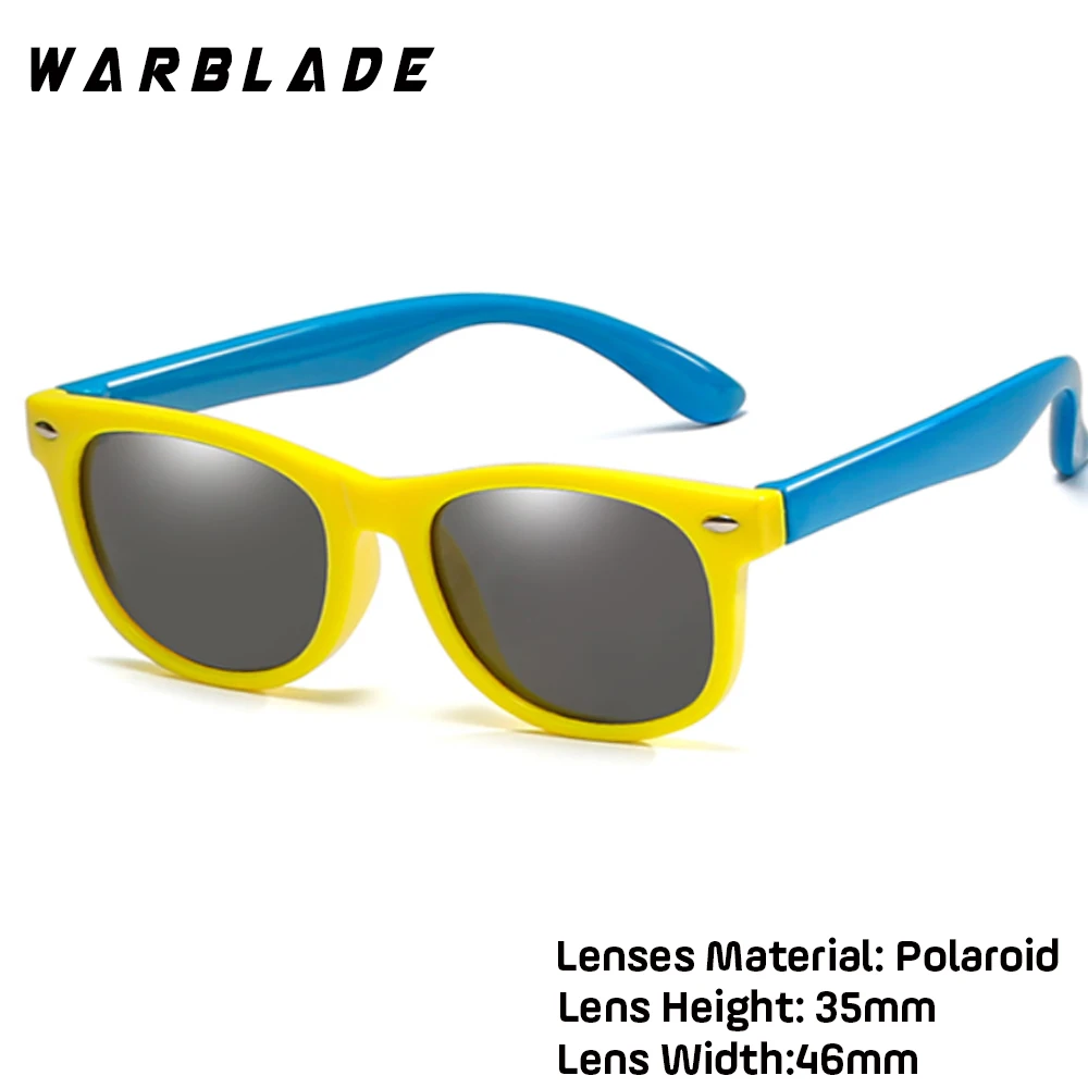 WarBlade Модные Детские поляризованные солнцезащитные очки для мальчиков и девочек, детские солнцезащитные очки TR90, силиконовые защитные очки, детские очки UV400 Oculo - Цвет линз: yellow blue