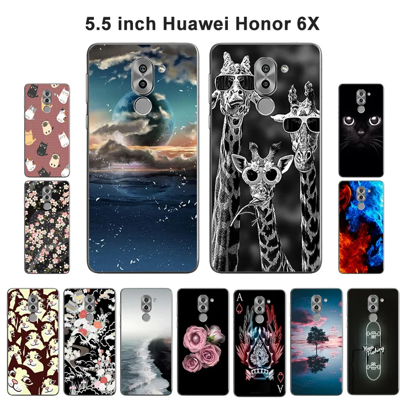 Чехол для телефона Huawei Honor 6X чехлы 5 дюйма задняя крышка блестящий рисунок GR5 2017 Mate