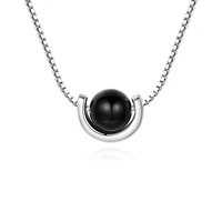 planet guardian ball 925 sterling silver pendants necklaces chain with onyx stone