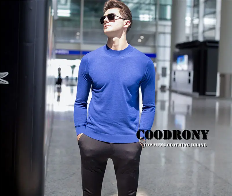 COODRONY, свитер из мериносовой шерсти, мужской зимний теплый трикотажный кашемировый свитер, брендовый Повседневный пуловер с высоким воротом для мужчин размера плюс, пуловер для мужчин