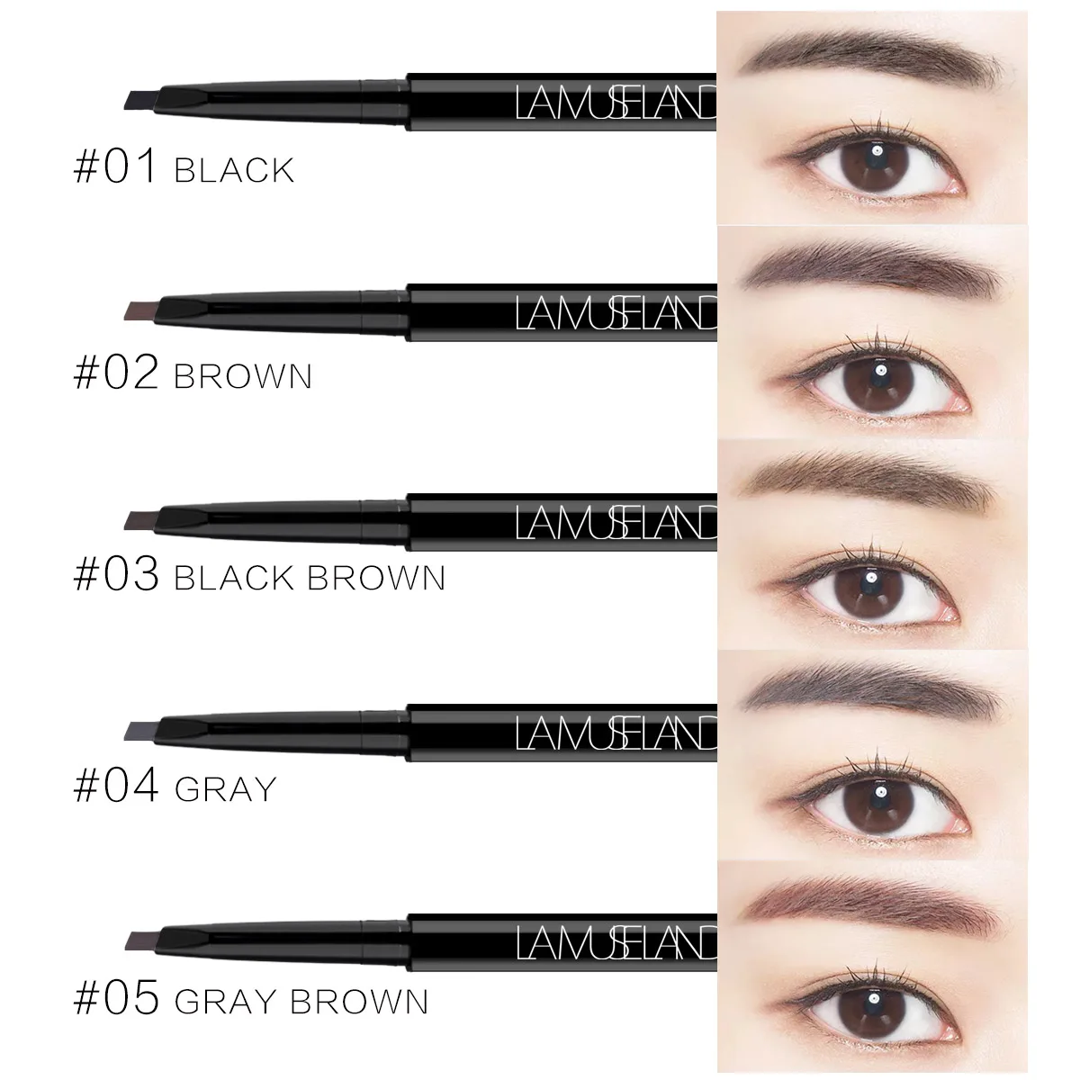 Водонепроницаемый двойной головкой авторотации карандаш для бровей 5 цветов