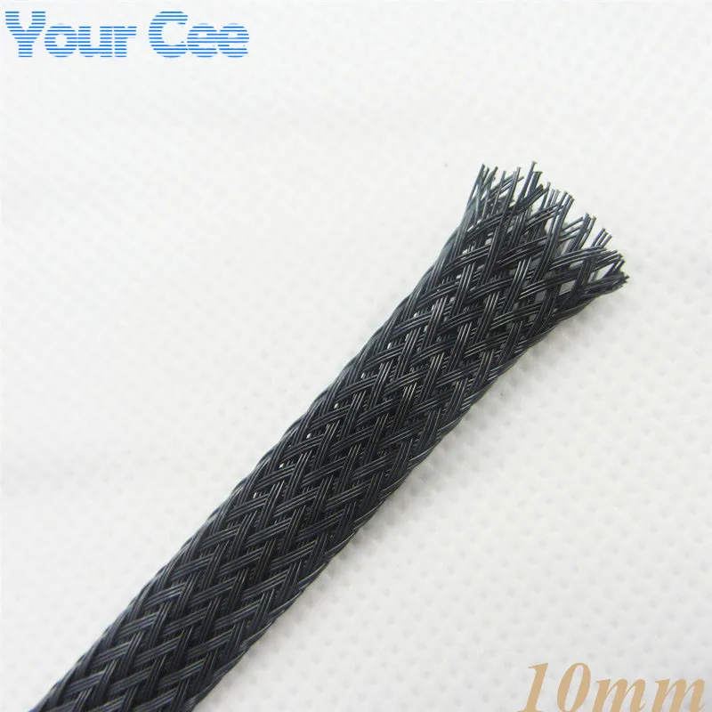 

1M Sheathing Auto Wire Harnessing Nylon Braided Cable Sleeving 10MM Black