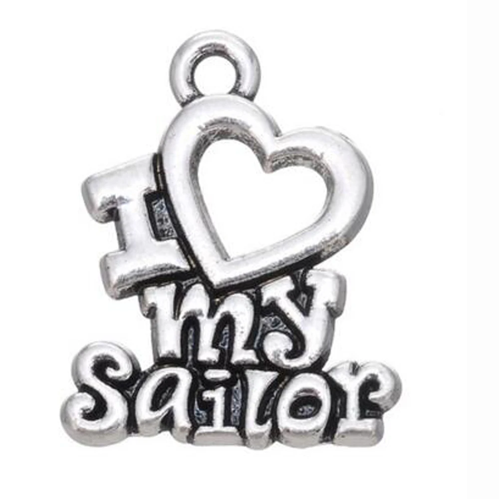 10 шт много Я Люблю Мой моряк морской текст Шарм ювелирные изделия|charm jewelry|jewelry