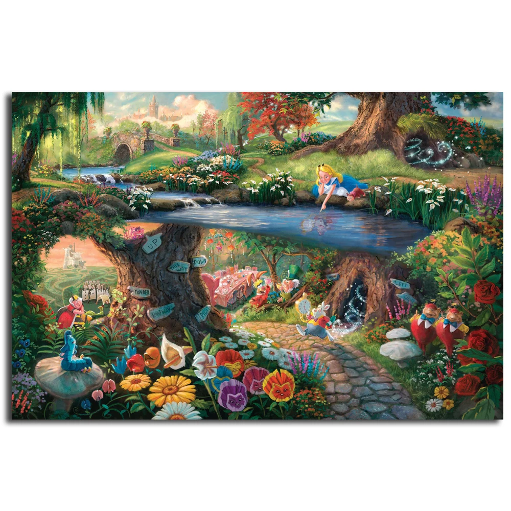Алиса в стране чудес холст живопись Томас Kinkade плакаты печать стены искусства картина Современное украшение дома ребенок рождественские подарки