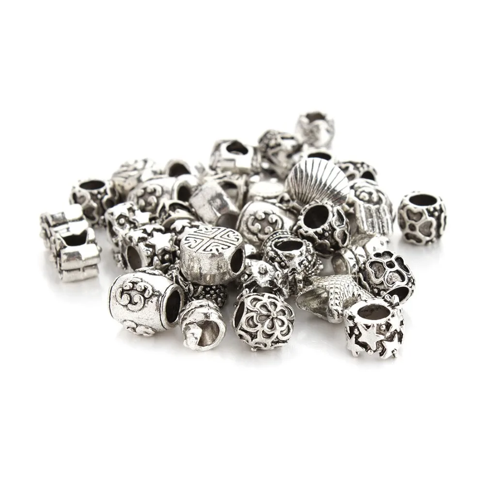 10 шт. античные серебряные шармы круглые шарики в форме сердца 5 мм отверстие для