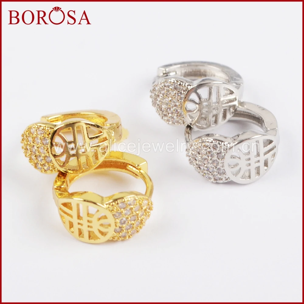 Borosa CZ Micro Циркон Проложить Серьги Для женщин jewelry золото/серебро Цвет Кристалл уха манжеты Серьги Jewelry Обручение партии wx703