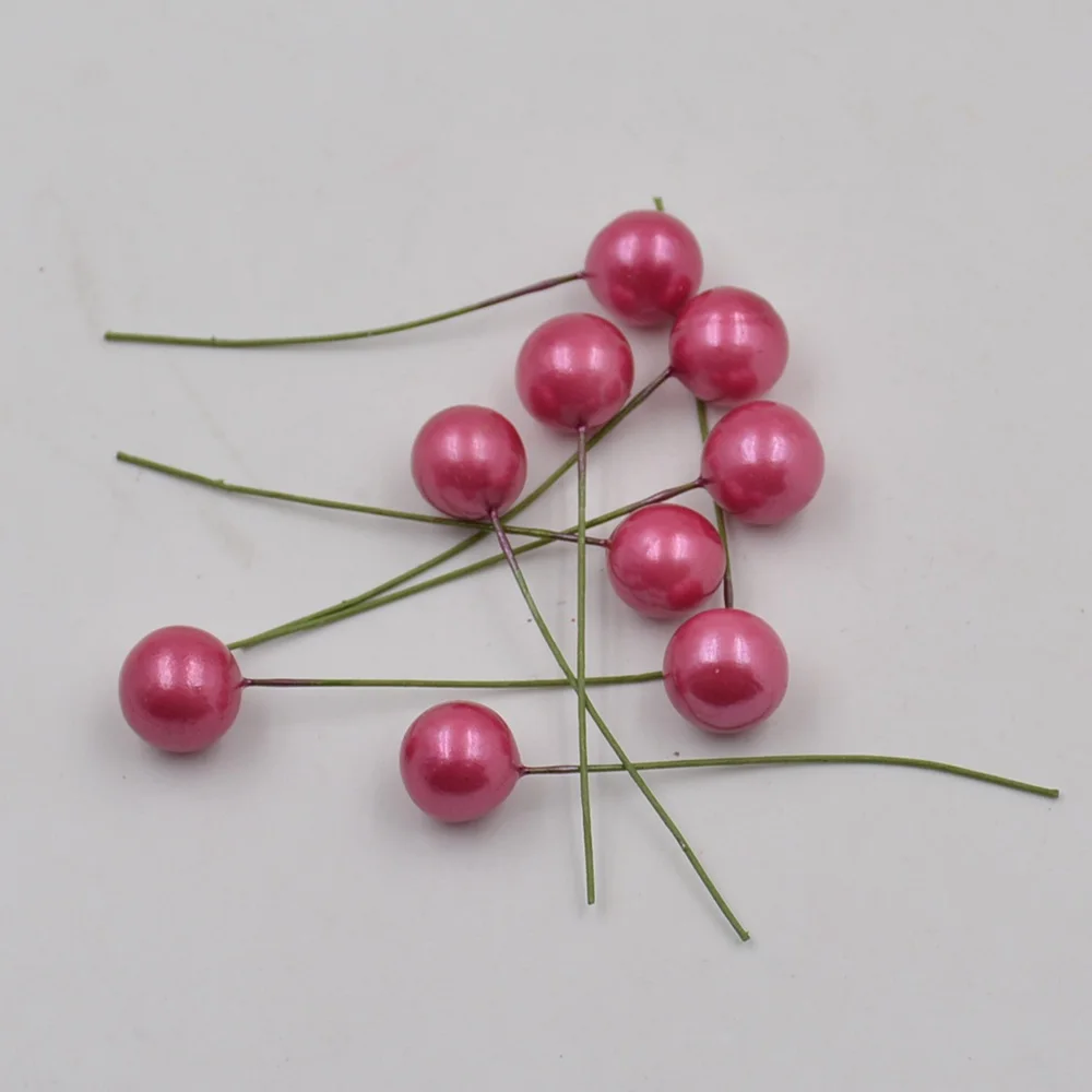 rose Red 40 шт пластиковая жемчужная искусственная тычинка цветок Бакка для свадебного украшения DIY Скрапбукинг декоративный венок Pistil цветы - Цвет: rose Red