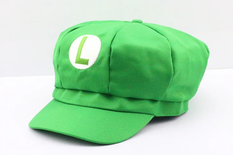 green luigi Супер шапка Марио Аниме Ash Ketchum Марио Луиджи валуиджи Косплей шляпа с сеткой для взрослых Размер аниме плюшевые игрушки куклы - Цвет: green luigi