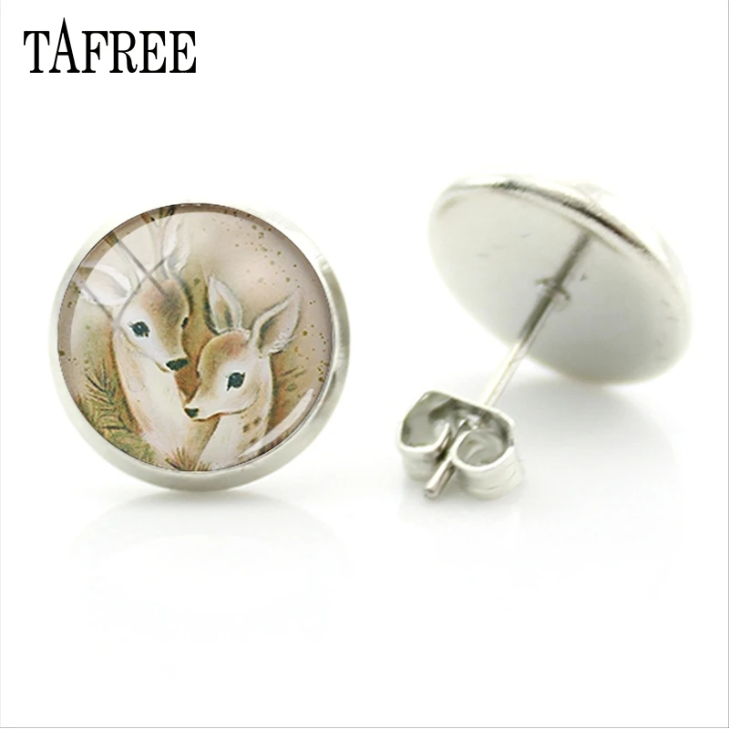 Новые рождественские Модные серьги гвоздики TAFREE с оленем Санта Клаусом красивой