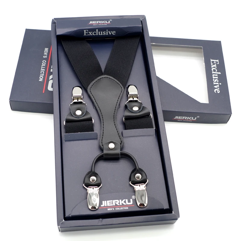 Черные подтяжки из натуральной кожи для мужчин Эластичные полиэстера женщин