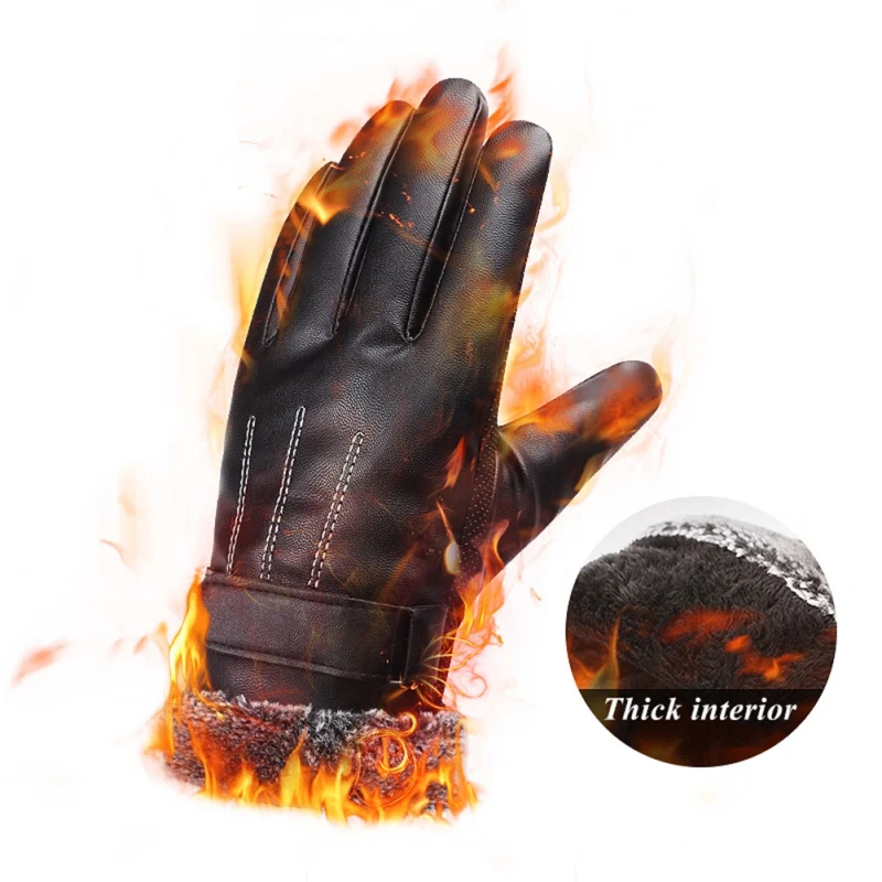 2018 перчатки для полных пальцев мужские толстые пушистые из искусственной кожи с