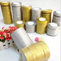 25 yardsroll 18 10mm gold and silver ribbon christmas packaging ribbon high grade quality squares ribbons wholesale