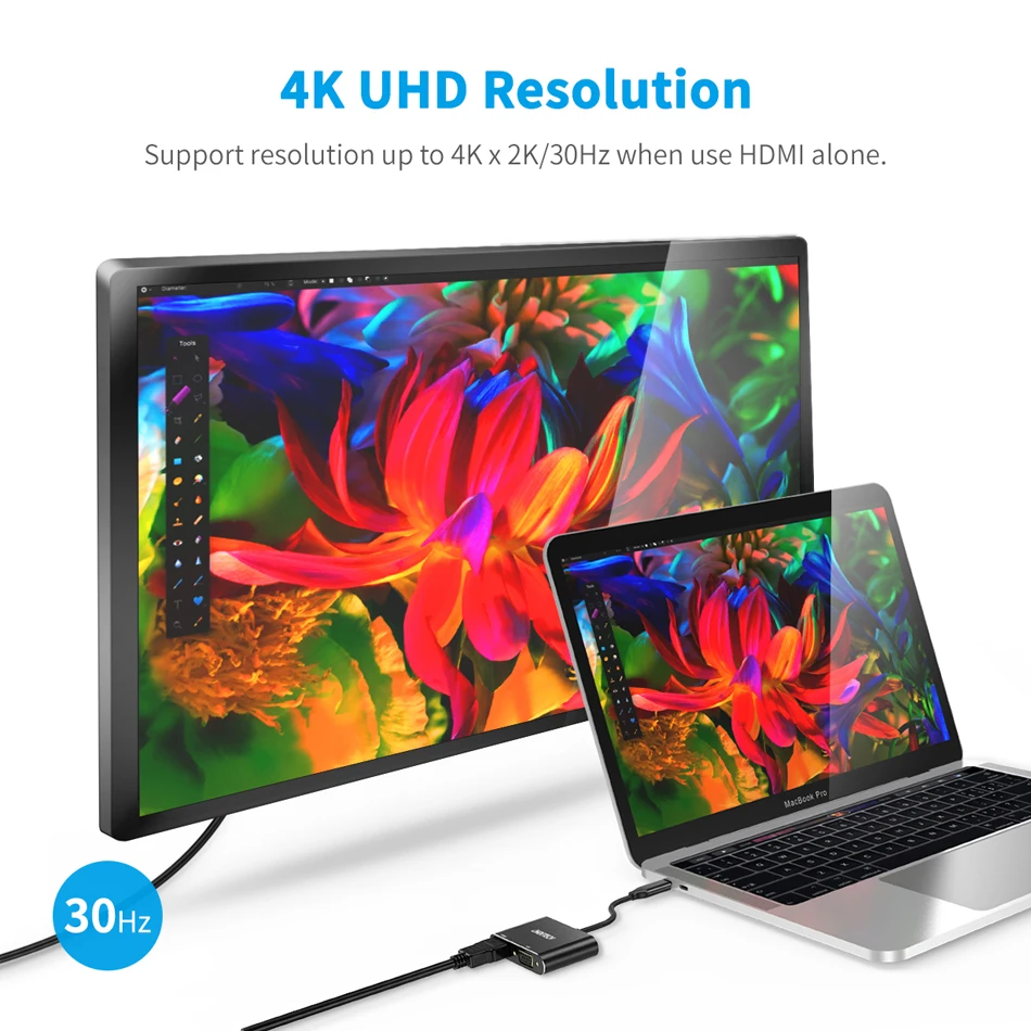 CHOETECH Тип C к HDMI + VGA адаптер 2 в 1 кабель Переходник USB на 4 1080 P для Galaxy Note 8/S9 плюс 2017/2016