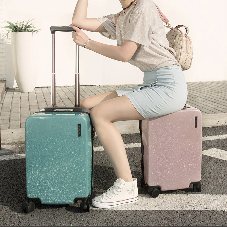 KAWEIDA 20 '✤'' сверкающий чемодан для багажа вертушка PC Тележка Valise TSA lock Koffer