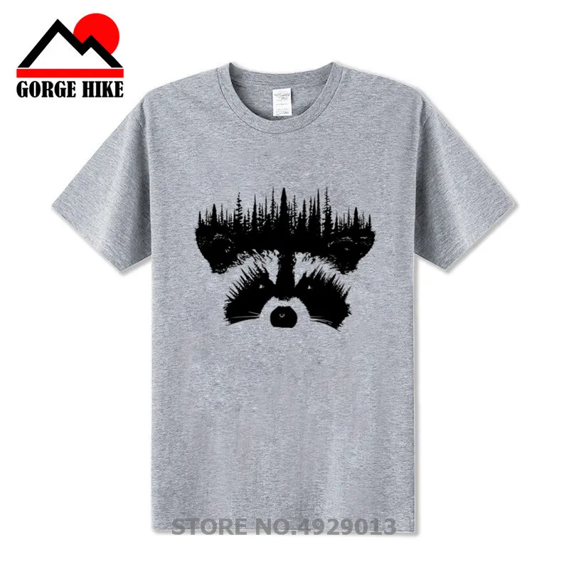 Мужская футболка с изображением пейзажа леса енота хипстерская коротким рукавом