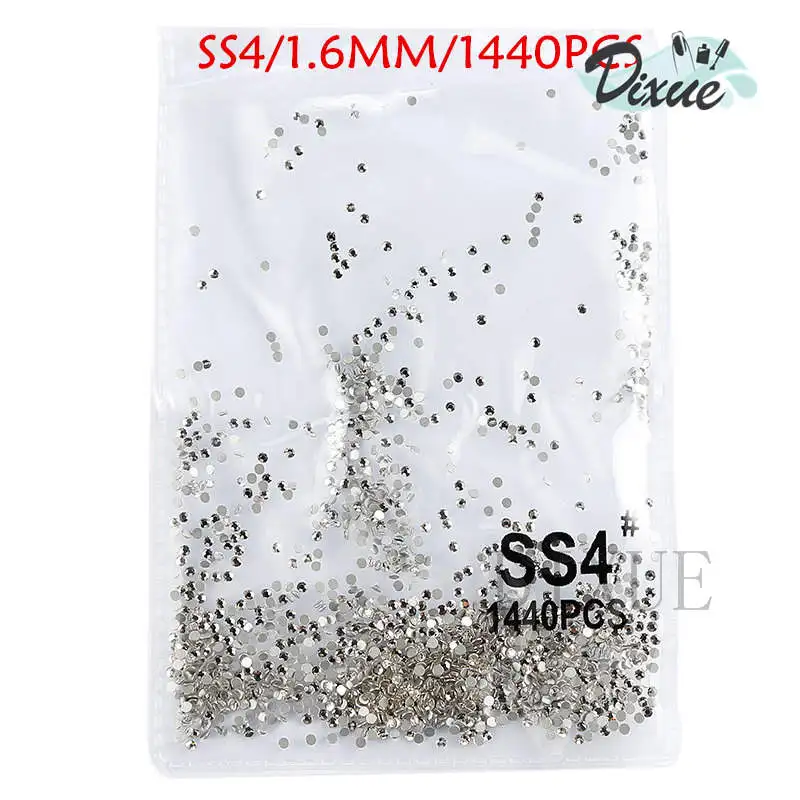 White SS4 1440pcs SS3-ss8, 1440 шт, прозрачные Стразы AB gold flack, 3D, без горячей фиксации, плоские с оборота, для украшения ногтей, плоские с оборота Стразы для одежды 073 - Цвет: White SS4 1440pcs