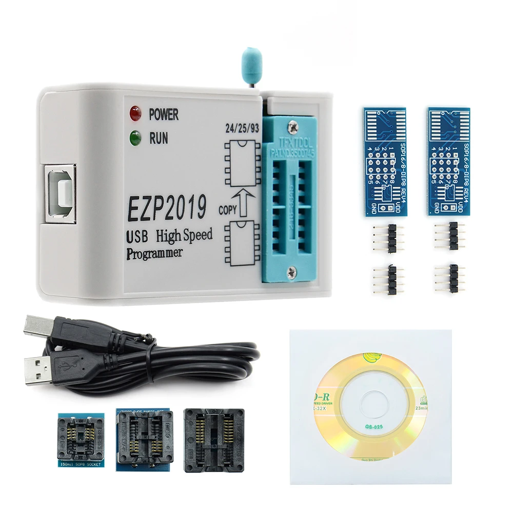 Новейший высокоскоростной USB программатор SPI EZP2019 2019 + 12 адаптеров Поддержка 24 25 93