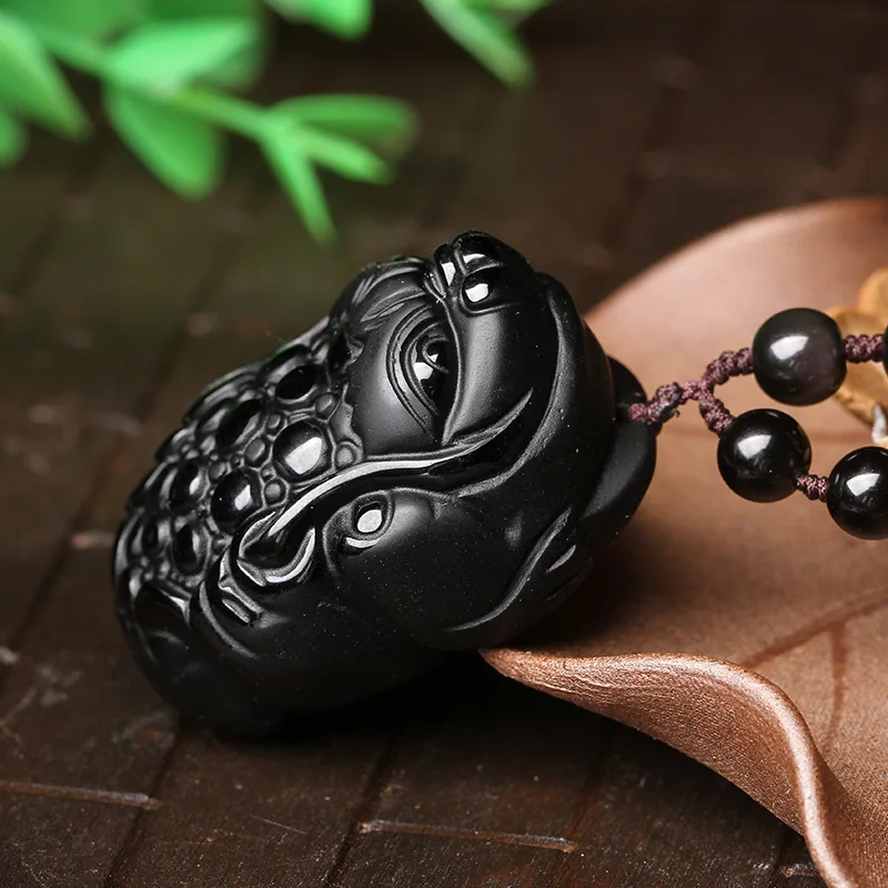 Натуральный светильник счетчик подлинной матовый черный обсидиан кулон