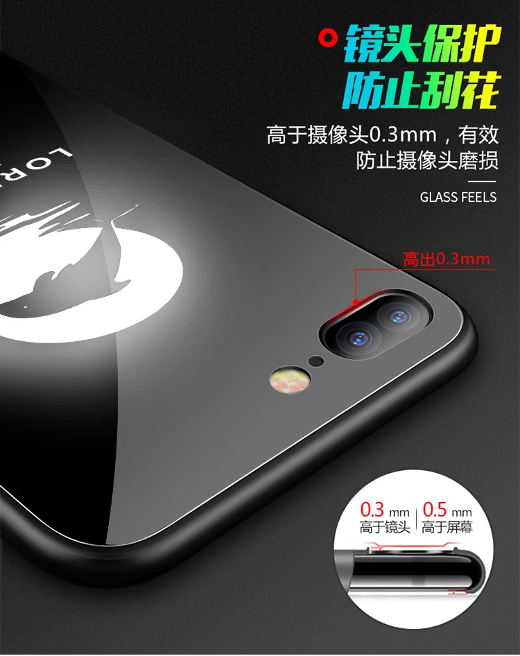 Tempered Glass Phone Case for iPhone 6 6s 7 8 Plus X have Led LOGO flash Luxury For Protective Cover |