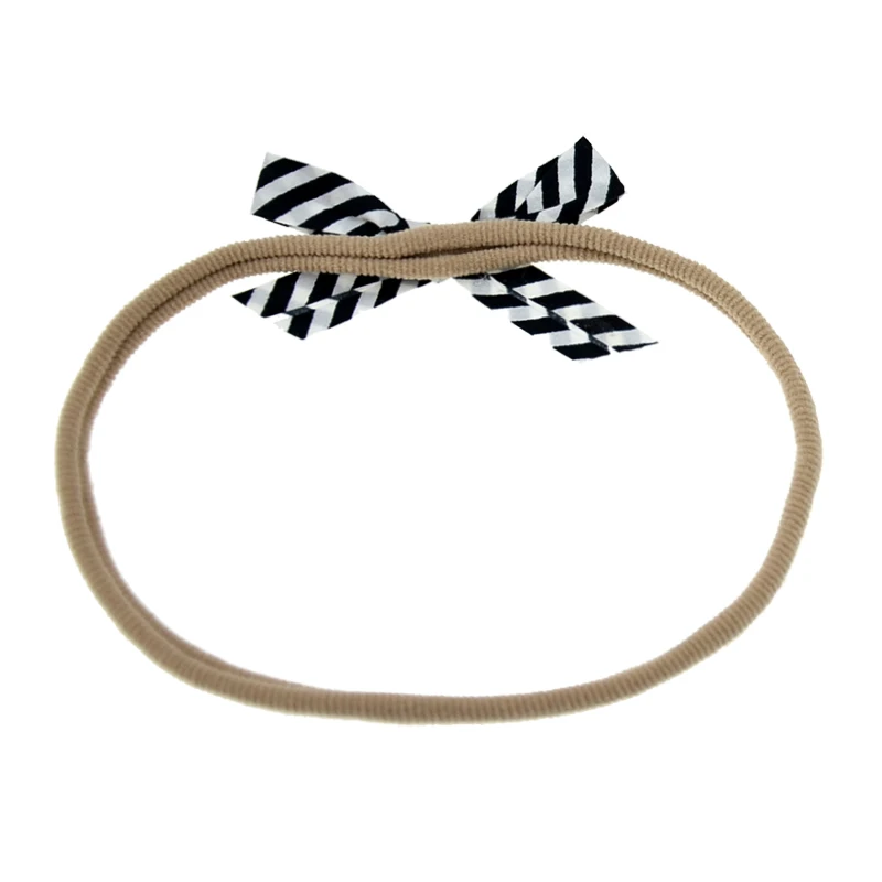 New Baby newborn girl Nylon bow headband elastic white dot grey stripe hairband hair accessories bebes bandeau photography pros | Детская