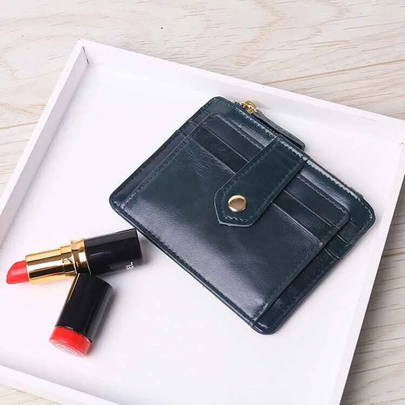 Женский держатель для кредитных карт с металлической молнией кошелек монет