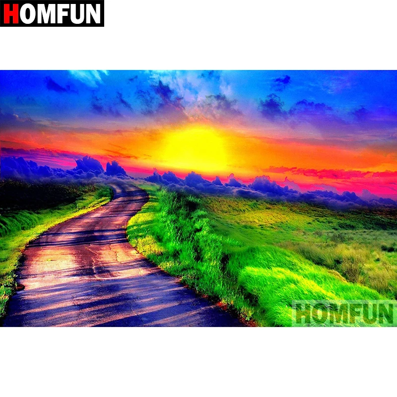 Алмазная 5D Вышивка HOMFUN A08174 картина Рассвет и пейзаж полная выкладка круглая для