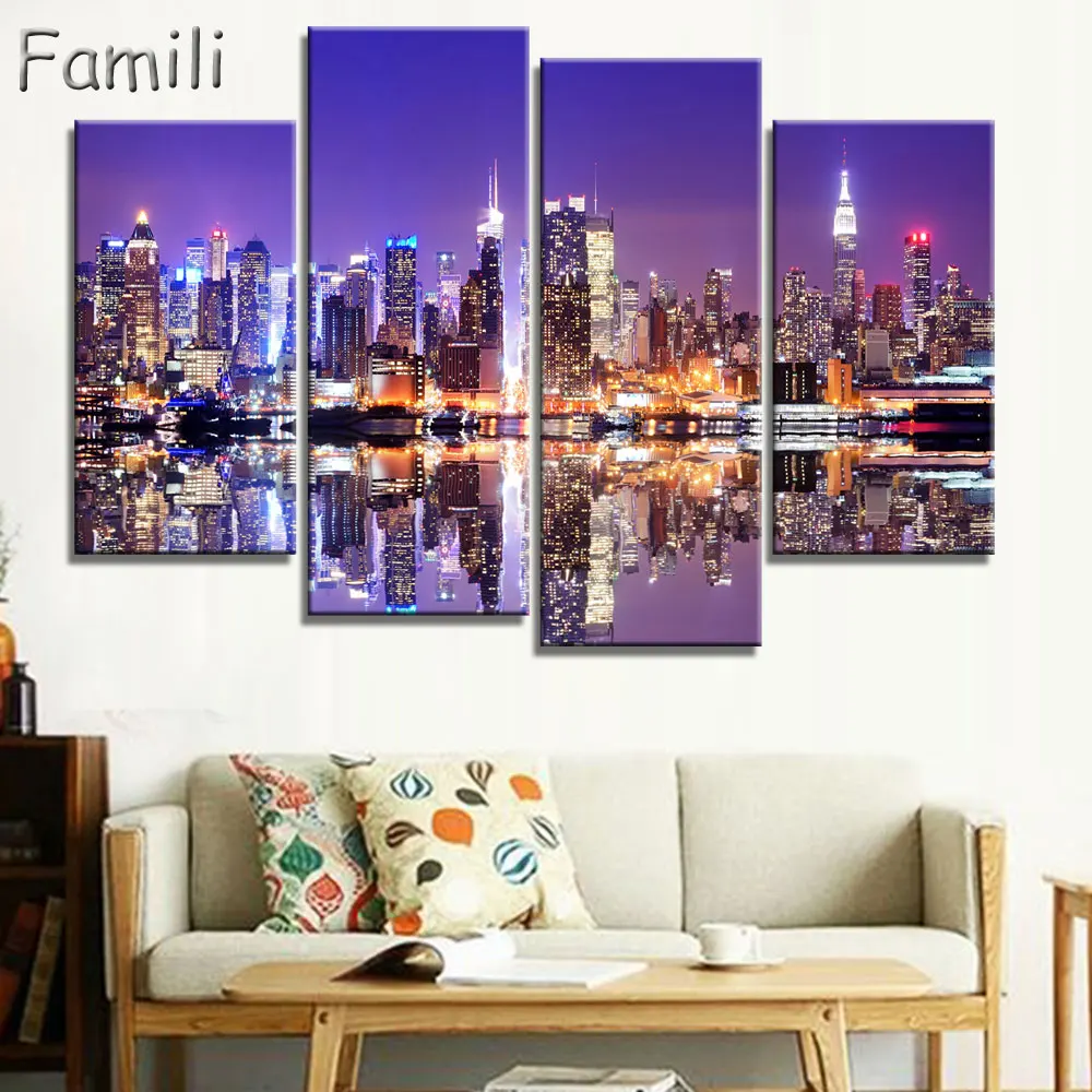 Картина с изображением Бруклина Манхэттена Нью-Йорка 4 шт. | Дом и сад